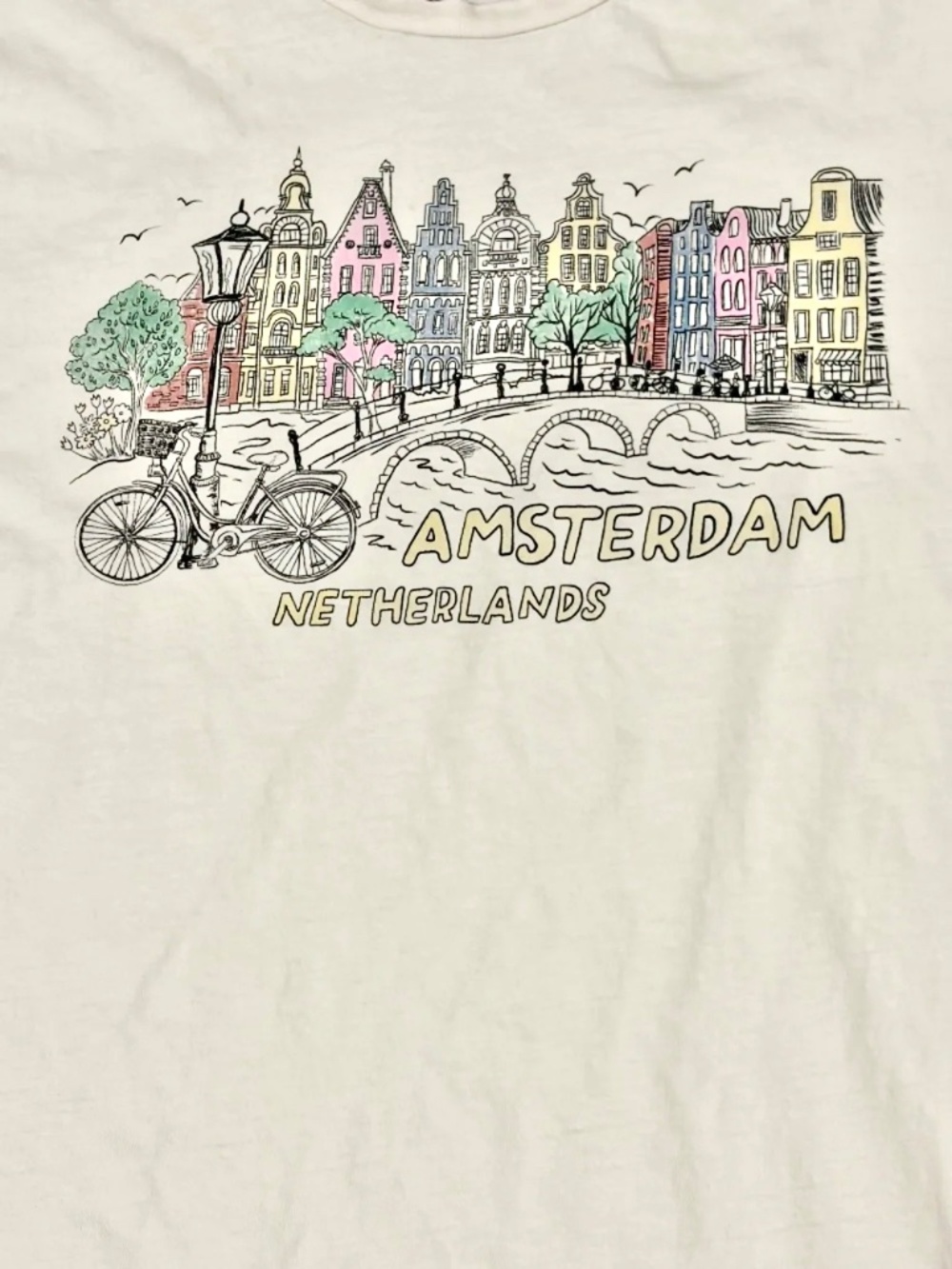 Women's PS/LA Cream Colored Amsterdam Boyfriend T-Shirt - SMALL